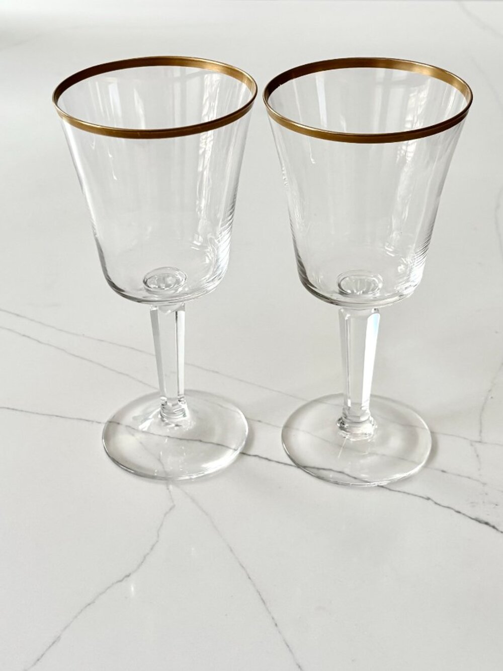 Lenox Crystal ETERNAL Gold Trim Water|Wine Glass Barclay Shape Set of 2 EUC